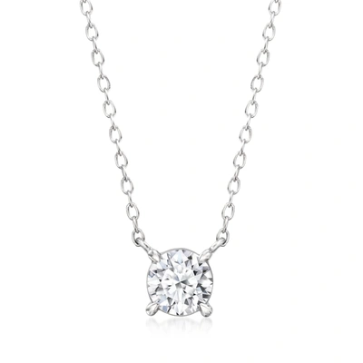 Ross-simons Lab-grown Diamond Solitaire Necklace In Sterling Silver