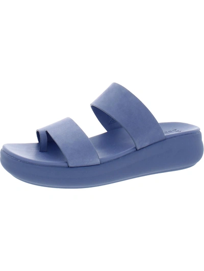 Naturalizer Genn-drift 2 Womens Leather Slip On Wedge Sandals In Blue