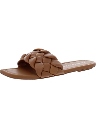 Stuart Weitzman Braida Womens Leather Open Toe Slide Sandals In Brown