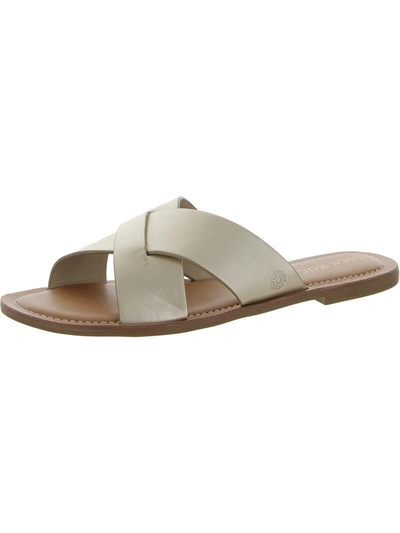 Jack Rogers Womens Leather Metallic Slide Sandals In White