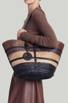 Altuzarra Large Watermill Raffia Tote Bag In Black/brown Shibori