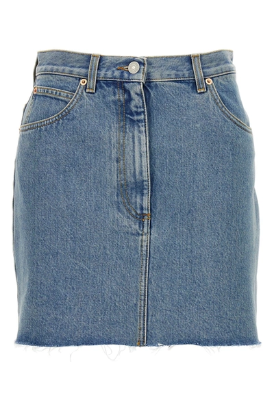 Gucci Denim Miniskirt In Blue