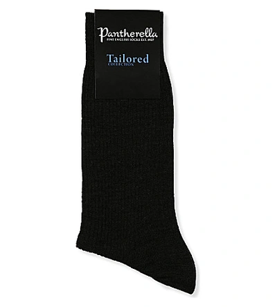 Pantherella Short Ribbed Wool Socks In Chocolate