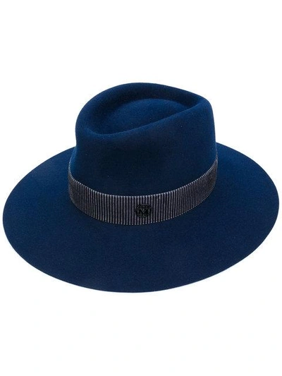 Maison Michel Wide Brim Hat In Blue