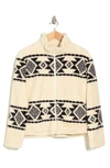 Lucky Brand Geo Print Faux Fur Zip Jacket In Natural