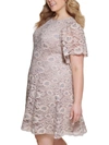 JESSICA HOWARD PLUS WOMENS LACE KNEE-LENGTH FIT & FLARE DRESS