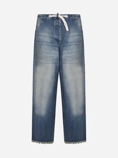 Moncler Genius Cropped Buttoned Jeans In Blue