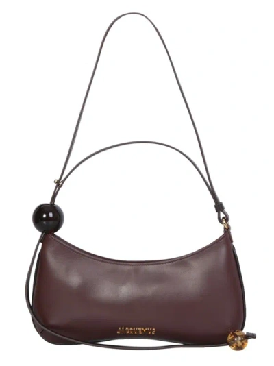 Jacquemus The Le Bisou Perle Bag With Smooth Leather & Bead Strap In Grey