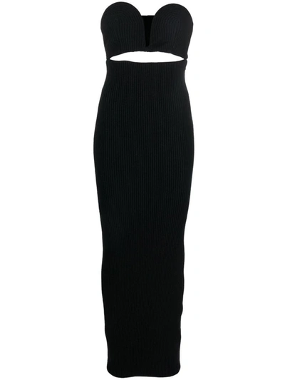 Alaïa Cut-out Detailed Ribbed Midi Dress In Black