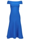 Alexander Mcqueen Off-shoulder Neckline Puffer Dress In Blue