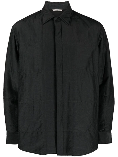 Auralee Quilted Cotton-silk Blend Shirt In Black