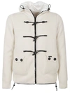 Bark Wool Blend Short Duffle Coat In White