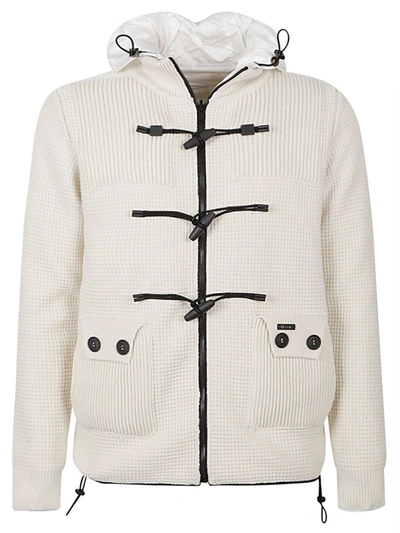 Bark Wool Blend Short Duffle Coat In White