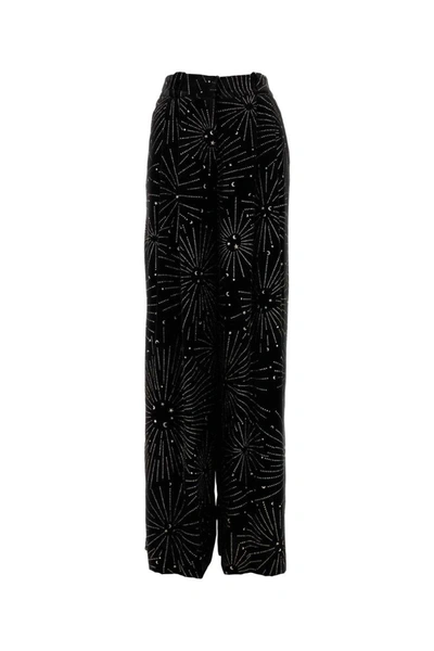 Blazé Milano Husi Glittered Velvet Wide-leg Pants In Printed