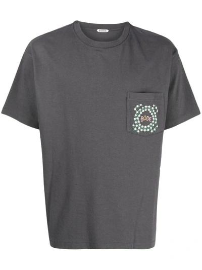Bode Logo-embroidered Cotton T-shirt In Charcoal