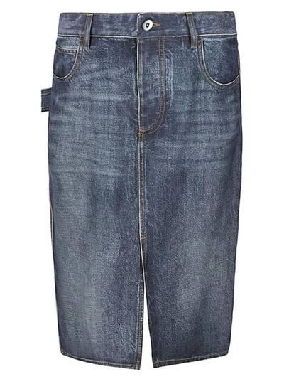 Bottega Veneta Denim Cotton Skirt In Blue