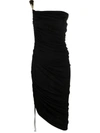Bottega Veneta One-shoulder Asymmetric Embellished Satin-jersey Midi Dress In Black