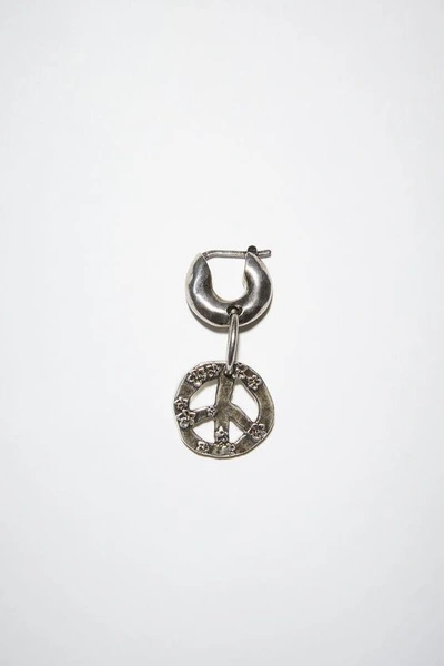 Acne Studios Peace Sign Pendant Single Earring In Antique Silver