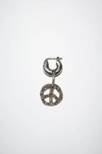 Acne Studios Peace Sign Pendant Single Earring In Silver
