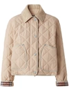 Burberry Diamond-quilted Cropped Jacket In Soft Fawn