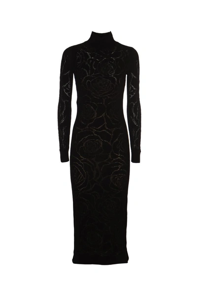 Alberta Ferretti High-neck Long-sleeved Dress In Black