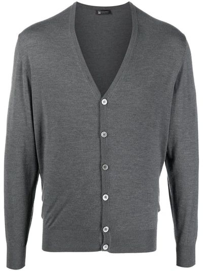 Colombo Button-down Knit Cardigan In Grigio Melange