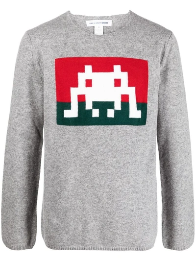 Comme Des Garçons Grey Graphic Print Sweater