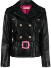CORMIO CORMIO FLORENCE DOUBLE-BREASTED BELTED LEATHER JACKET
