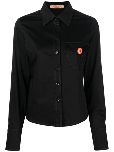 Cormio Katy Pin Badge Long-sleeved Shirt In Black
