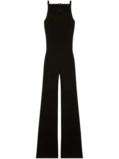 Courrèges Sleeveless Bootcut Jumpsuit In Black