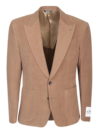 Dolce & Gabbana Single-breasted Stretch Fustian Jacket In Brown