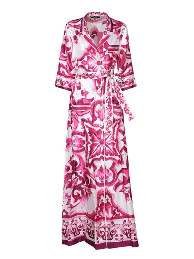 Dolce & Gabbana Multicolor Three Quarter Dress In Pink