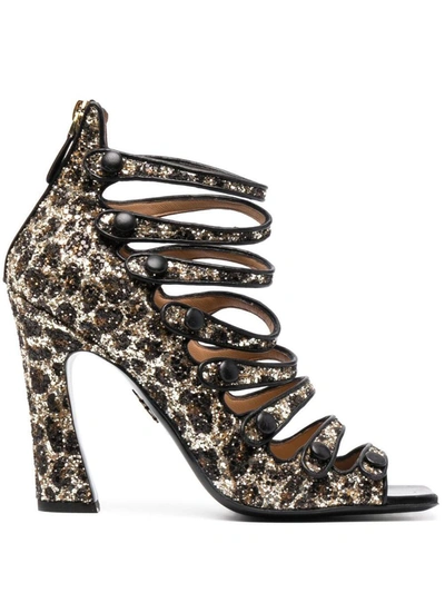 Dsquared2 Women Glitter Embellished Leopard-print Sandals In Multi-colored