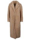Enes Allegra Leather Long Coat In Beige