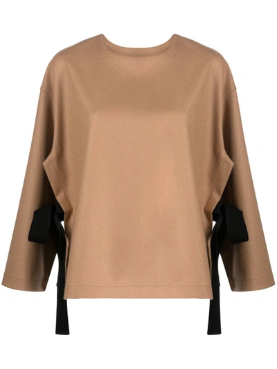 Erika Cavallini Terry-cloth Cape Blouse In Brown