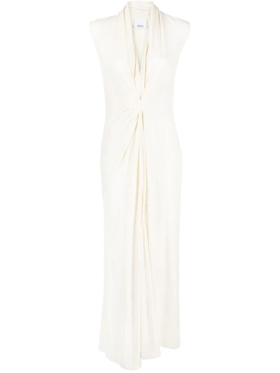 Erika Cavallini V-neck Stretch-design Dress In Cream