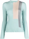 Fendi Color-block Silk Sweater In Clear Blue