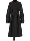 Ferragamo Poplin Trench Coat With Contrasting Inserts In Black