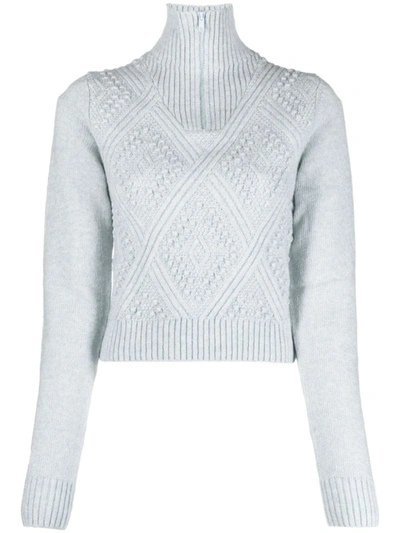 Filippa K Cotton And Wool Blend Zipped Top In Blue