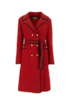 Gucci Double Breasted Belted Waist Coat In Red