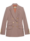 Gucci Pink Gg Cotton Canvas Double-breasted Blazer In Grey