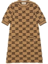 Gucci Soft Wool Crew-neck Dress In Camel