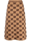 Gucci Gg Jacquard Wool Bouclé Midi Skirt In Camel