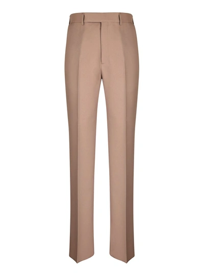 Gucci Pleat Detailed Straight Leg Trousers In Beige