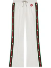 Gucci Jersey Wide Leg Pant With Web Stripe In White