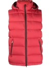 Herno Hooded Down Vest In Red