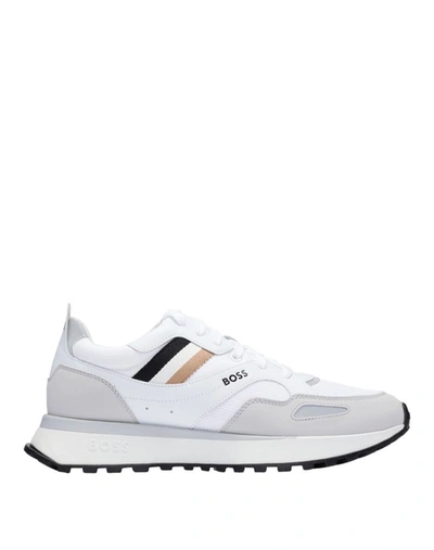 Hugo Boss White Runner Style Hybrid Trainers With Eva Rubber Sole