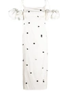 Jacquemus Chouchou Brodee Off-shoulder Mini Dress In White