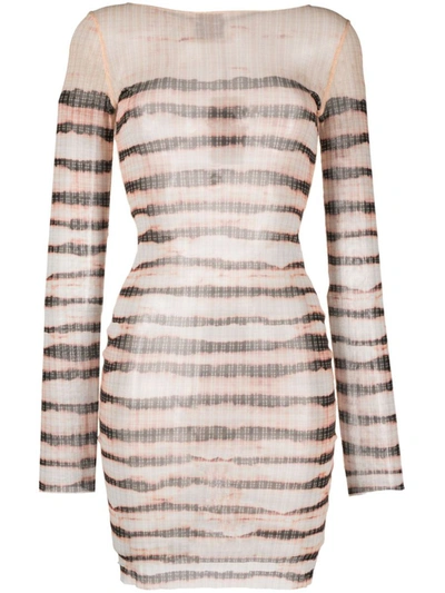 Jean Paul Gaultier X Knwls Striped Short Dress In Beige