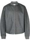 Jil Sander Zip-up Wool Bomber Jacket In Grey